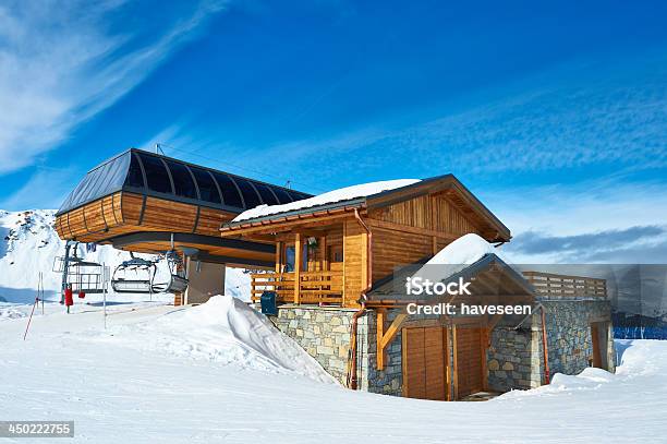 Ski Lift Station Stock Photo - Download Image Now - Courchevel, Blue, Chair