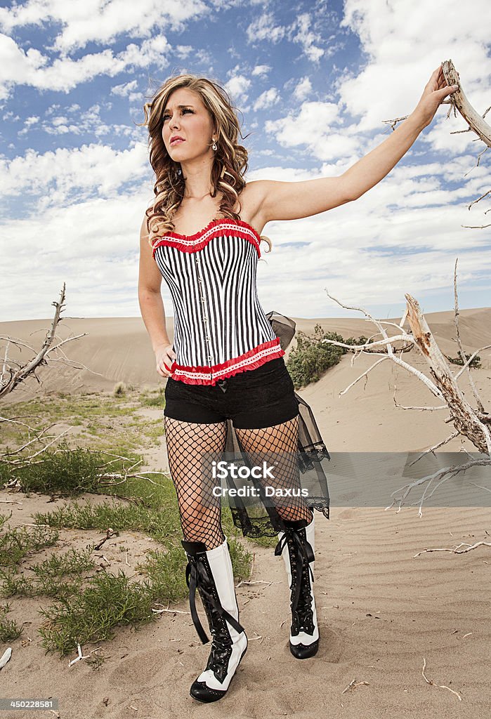 Desert Dancer Pretty Woman posing alone in the desert  - burlesque - (Stock Photo) 20-29 Years Stock Photo