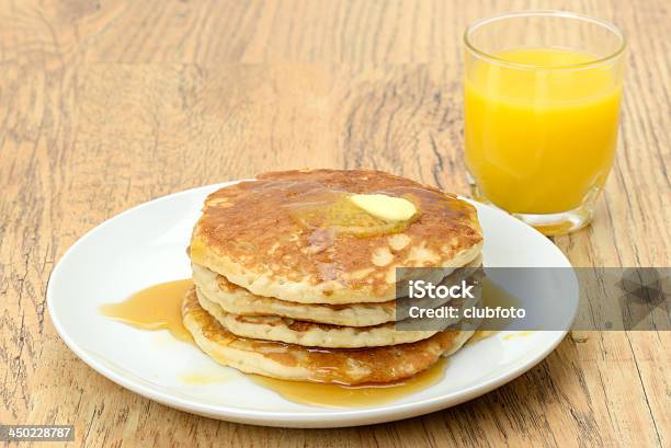 Pancakes With Butter And Maple Syrup Stock Photo - Download Image Now - Breakfast, Butter, Drinking Glass