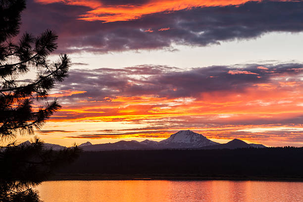 Lassen Peak sunset on Lake Almanor