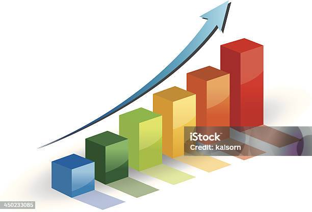 Businessdiagramm Wachstum Fortschritt Und Blauer Pfeil Stock Vektor Art und mehr Bilder von Geschäftsleben