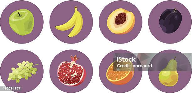 Ícone De Frutas Conjunto 1 - Arte vetorial de stock e mais imagens de Alimentação Saudável - Alimentação Saudável, Ameixa - Fruta, Banana - Fruto tropical