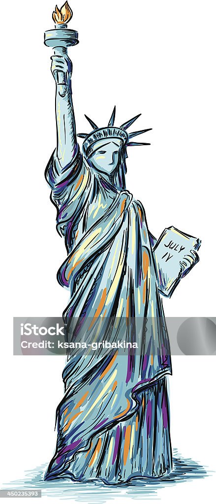 Statue of Liberty Hand drawn illustration of Statue of Liberty. CMYK colors. Statue of Liberty - New York City stock vector