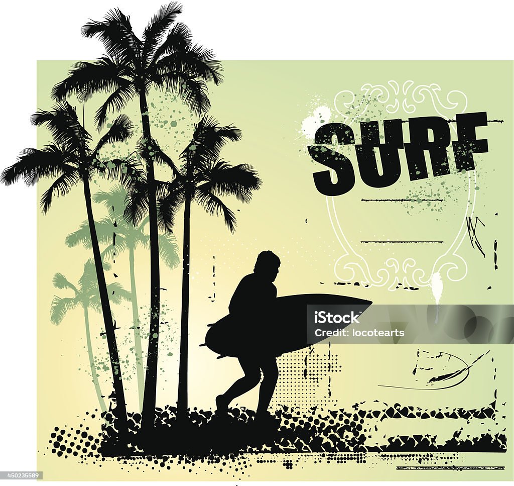 surf coast with surfer running and grunge background surf vintage scene Adult stock vector