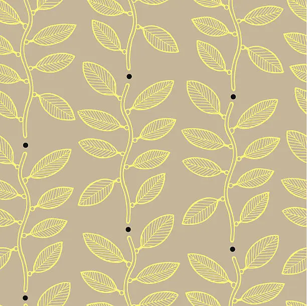 Vector illustration of Seamless yellow tree pattern