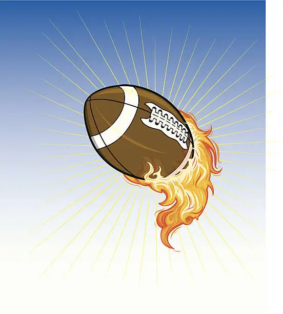 Vector illustration of american football ball on fire