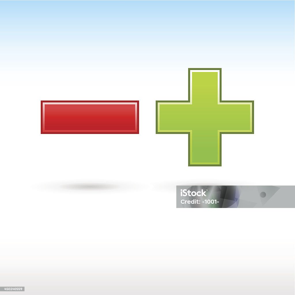 Плюс Знак минус зеленый Красный значок web Интернет Математический» - Векторная графика Аптечка первой помощи роялти-фри