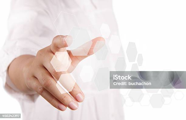 Pushing Touch Screen Button Stock Photo - Download Image Now - Adult, Backgrounds, Business