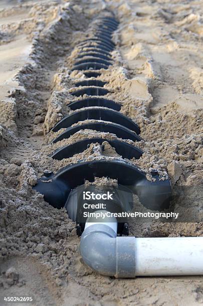 Raised Bed At A Construction Site Stock Photo - Download Image Now - Drainage, Yard - Grounds, Tile