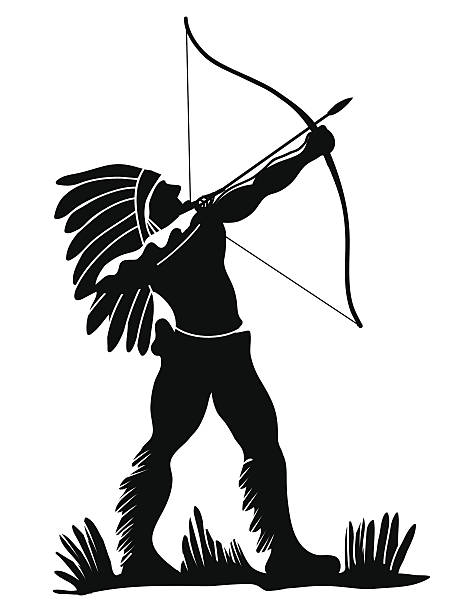 ilustrações, clipart, desenhos animados e ícones de indian guerreiro - north american tribal culture arrow bow and arrow bow