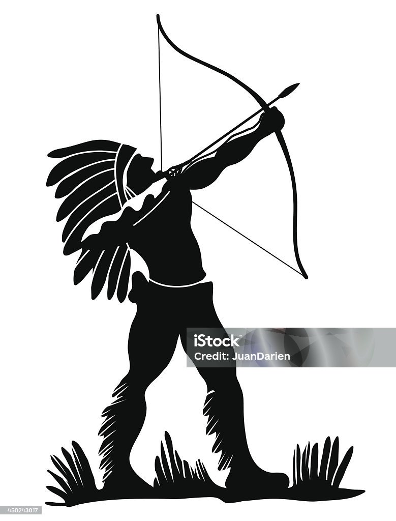 Indian warrior North American Tribal warrior launching an arrow Indigenous North American Culture stock vector