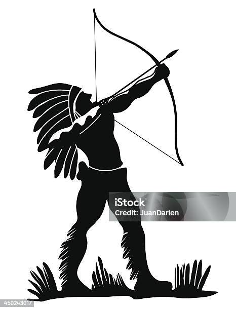 Indian Warrior Stock Illustration - Download Image Now - Indigenous North American Culture, In Silhouette, Archery Bow