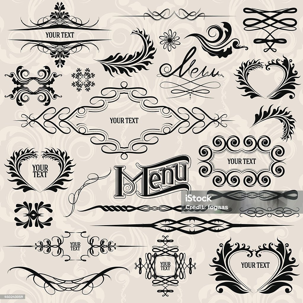 Calligraphic design elements - arte vectorial de Estilo victoriano libre de derechos