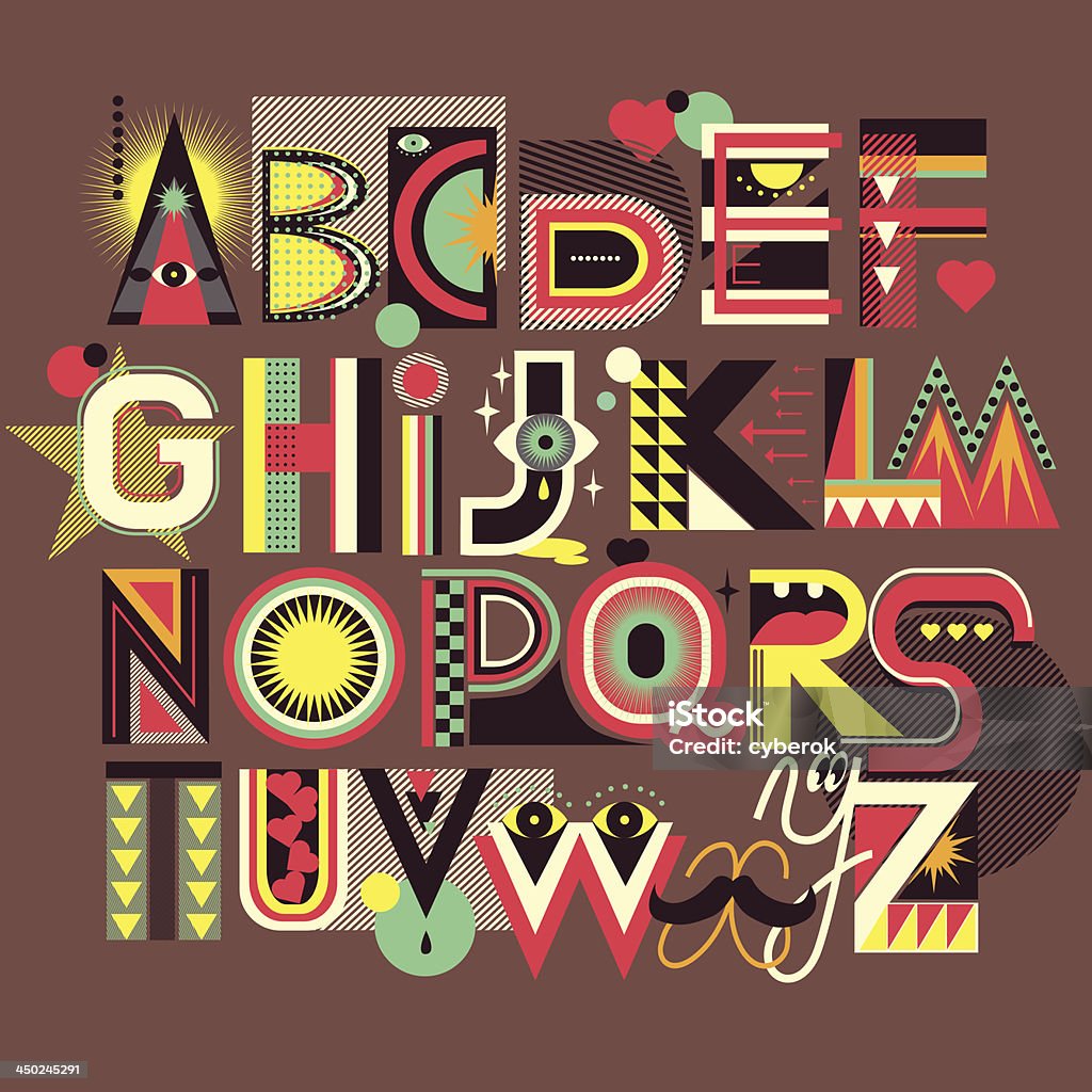 font-alfabeto completo de arte - arte vectorial de Abstracto libre de derechos