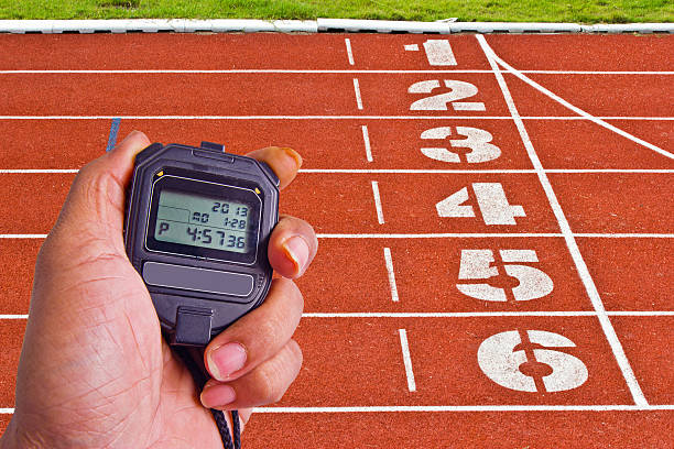 istock stopwatch in athletics field 450252509