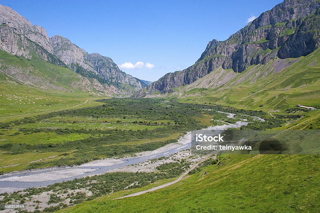 Beautiful view of mountain river in summer Beautiful view of mountain river in summer, Russia Blue Stock Photo