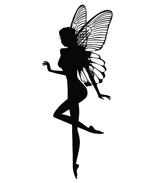 istock Black silhouette of a fairy on a white background 450253673
