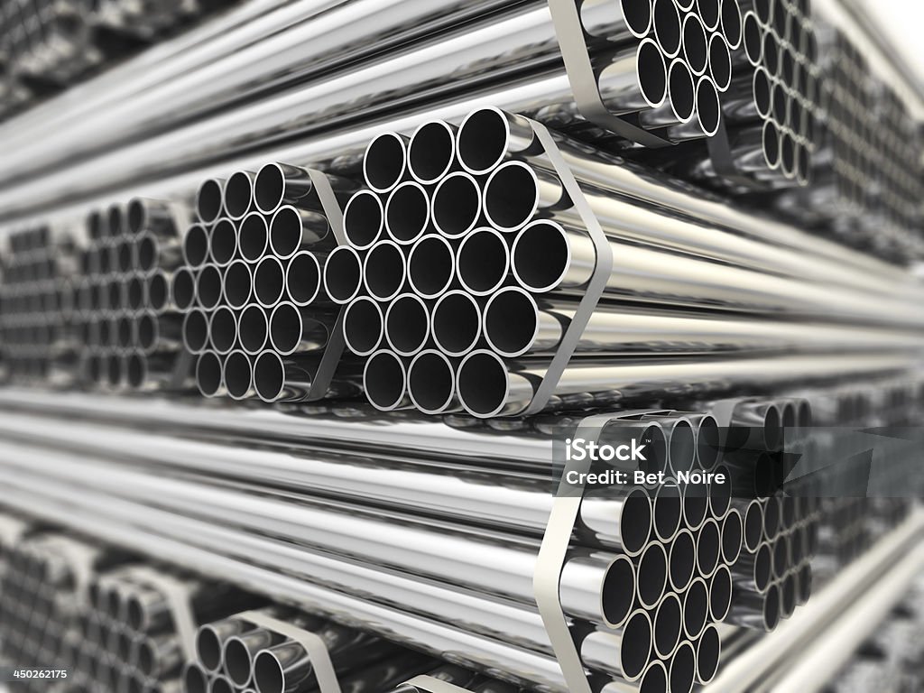 Metal pipes. Metal pipes. Steel industry background. Three-dimensional image, Steel Stock Photo