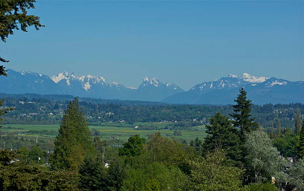 View From Everett, WA North-Central Washington's Cascade Range. everett washington state photos stock pictures, royalty-free photos & images