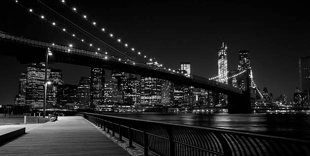 Brooklyn Bridge at Night stock photo