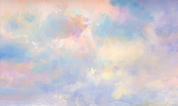 окрашенные облака на холсте - fine art painting art paint illustration and painting stock illustrations