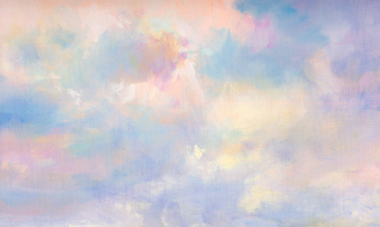 clouds on canvas in oil painting technique