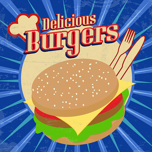 istock Delicious Burgers vintage poster 450283173