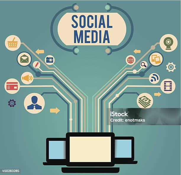 Concept Of Social Media Stock Illustration - Download Image Now - Abstract, Business, CPU