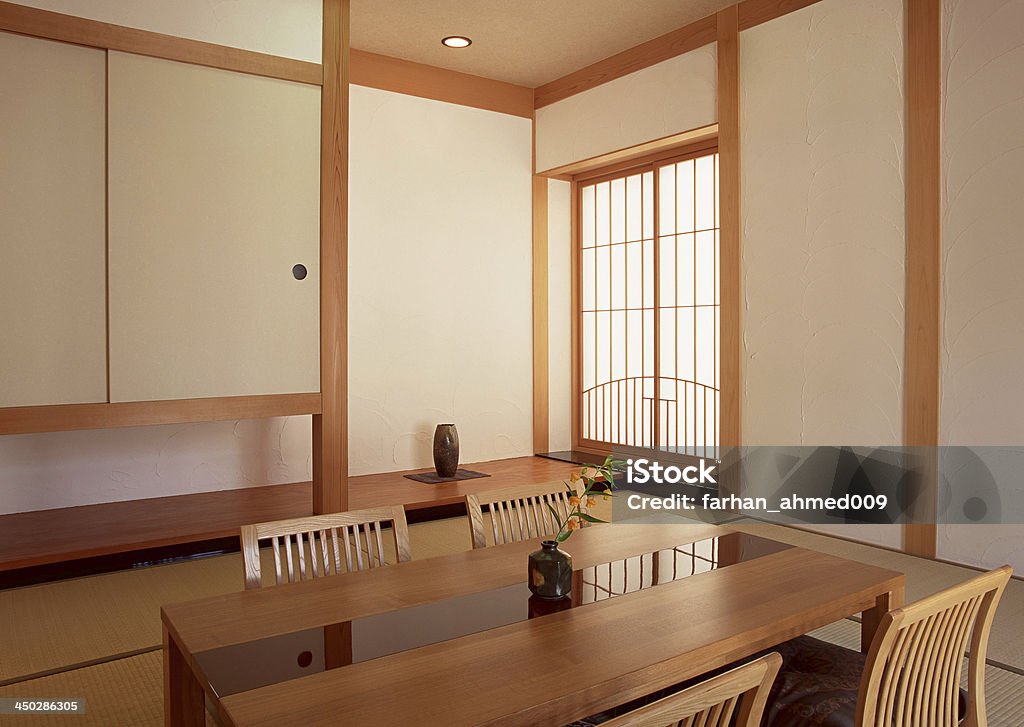 dining table,chairs ,pot of flower dining table,chairs ,pot of flower ,window ,reflaction of sun light Architecture Stock Photo