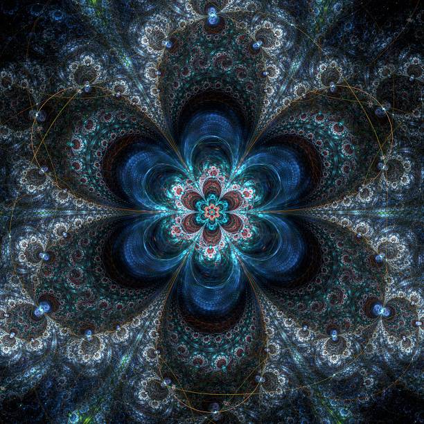 istock Abstract fractal flower on the black background 450287661