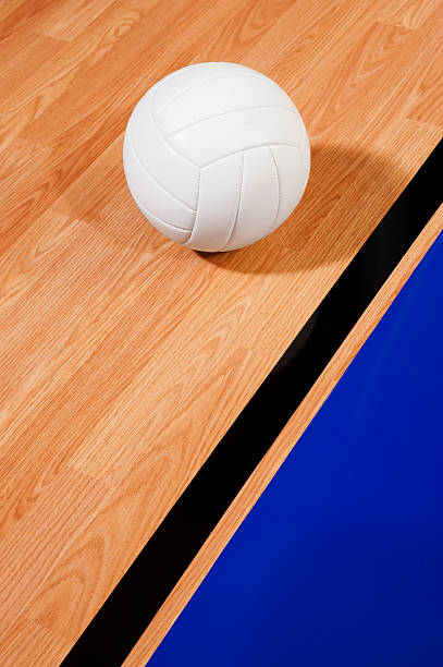 istock Volleyball on Hardwood Court 450301301