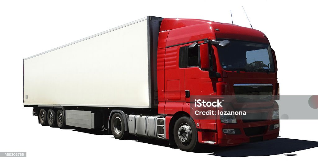 truck isolated with  shadow truck isolated , red, white Cut Out Stock Photo