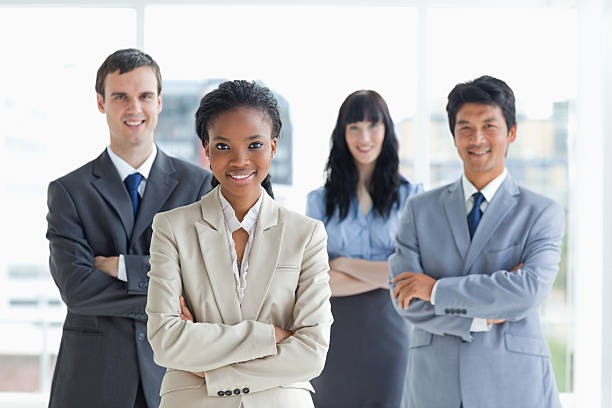 istock Young business team showing smiling faces 450311063