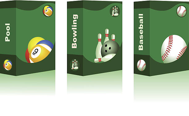 Sport box - Pool, Bowling, Baseball Ball Sport box - Pool, Bowling, Baseball Ball sports bookies bonus code stock illustrations