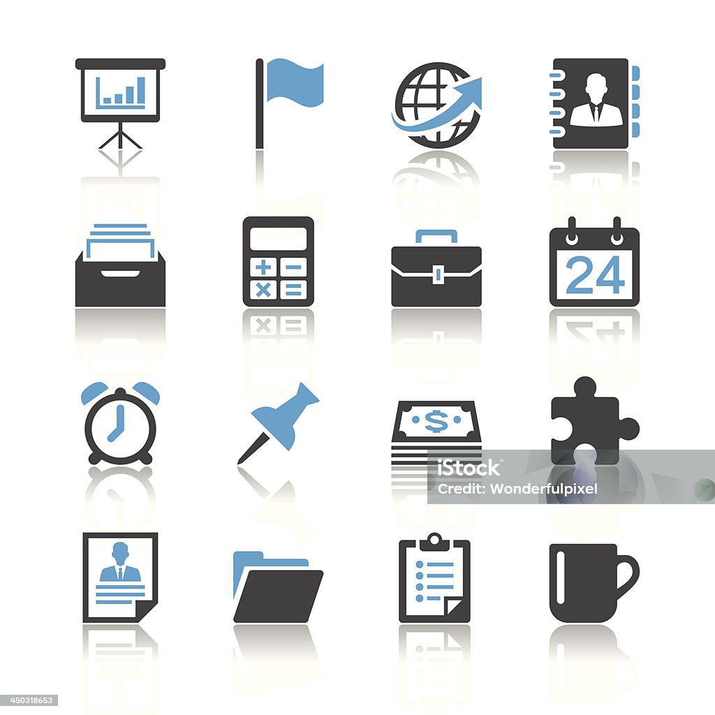 D'affaires et de bureau icônes-thème de réflexion - clipart vectoriel de Icône libre de droits