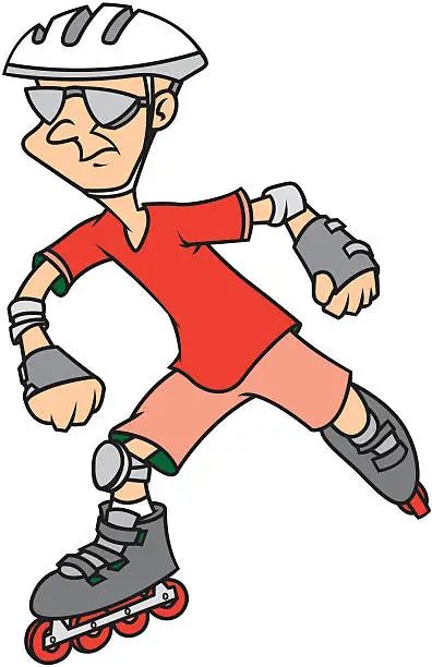 Vector illustration of Man Rollerblading