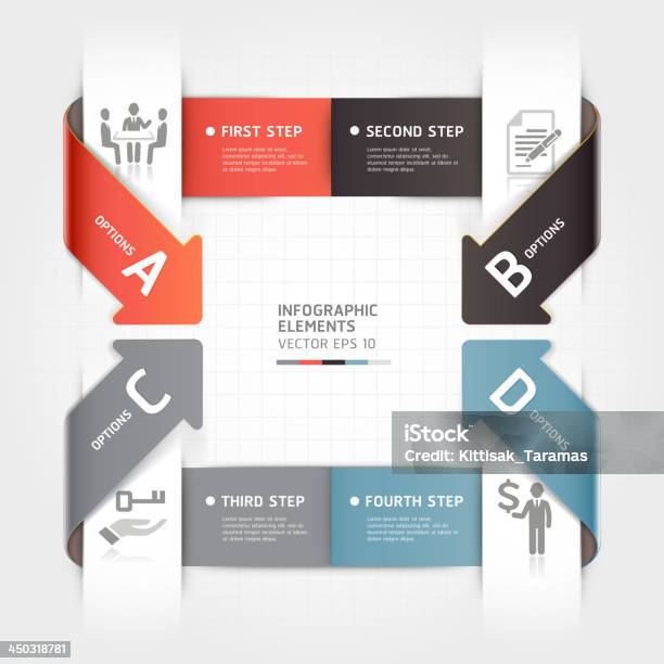 Abstrait Infographie Bannière De Flèche Origami Style Modèle Vecteurs libres de droits et plus d'images vectorielles de Abstrait