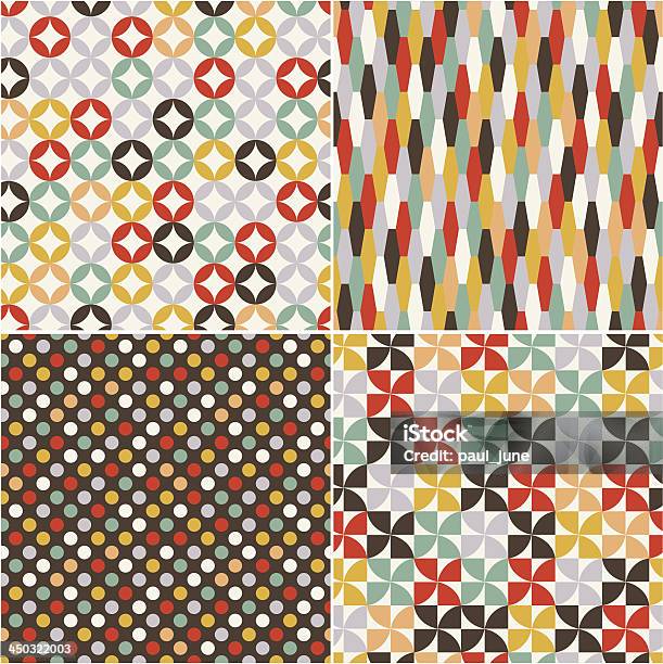 A Retro Graphic Of Four Patterns Stock Illustration - Download Image Now - 1970-1979, Abstract, Backgrounds
