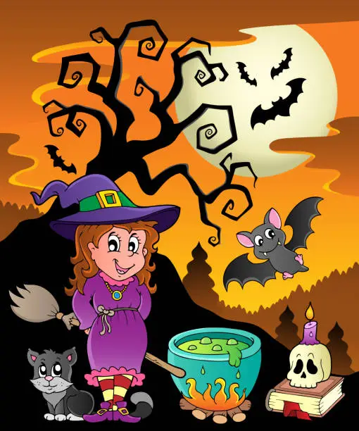 Vector illustration of Scene with Halloween theme 8