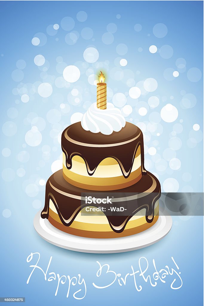 Alles Gute zum Geburtstag-Karte mit Kuchen - Lizenzfrei Dessert Vektorgrafik