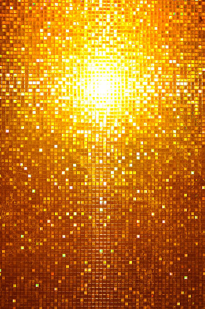 istock Shiny, gold, reflective mosaic tile design hit by light 450325187