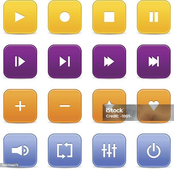 Vetores de Media Player De Vídeo E Áudio Amarelo Roxo Azul Square Ícone De Laranja e mais imagens de Amarelo