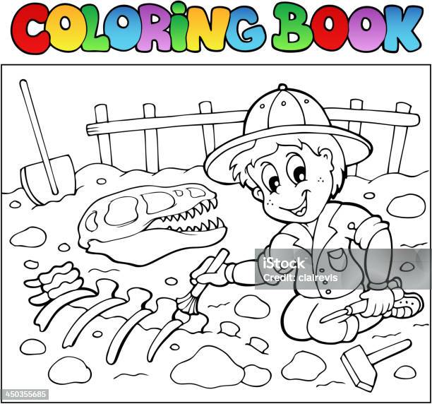 Livro De Colorir Dinossauro Excavator - Arte vetorial de stock e mais imagens de Arcaico - Arcaico, Arqueologia, Banda desenhada - Produto Artístico