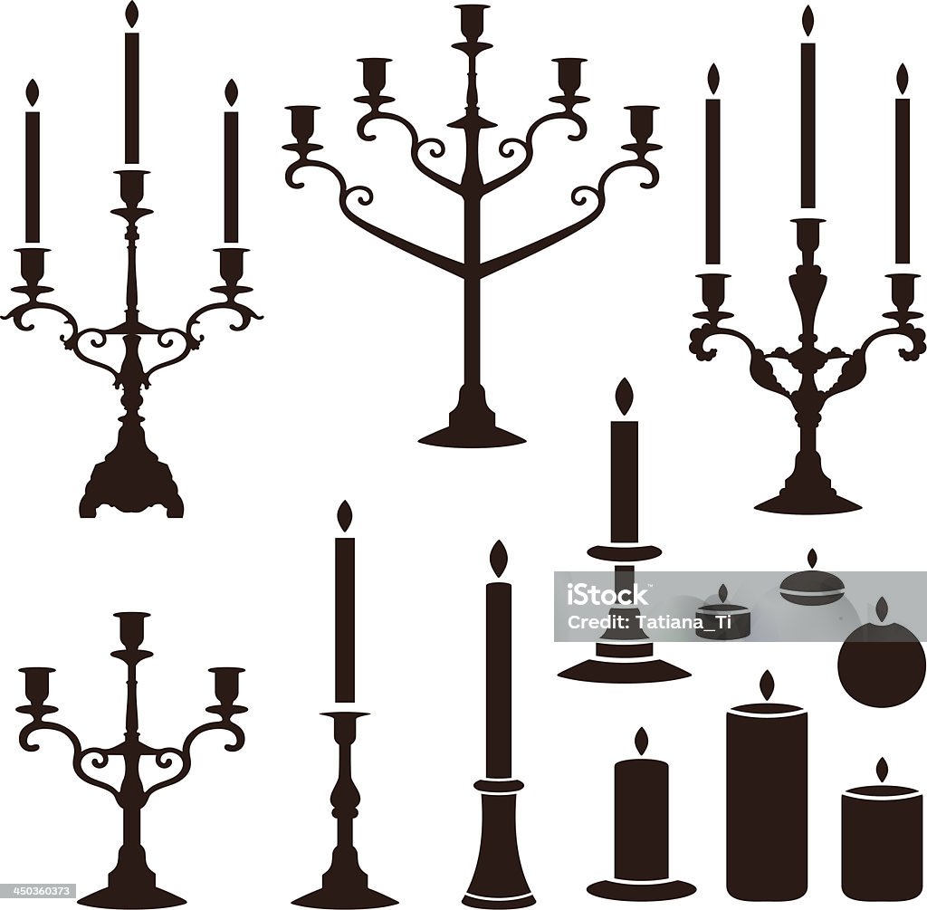 candles set vector silhouettes of candles Candlestick Holder stock vector