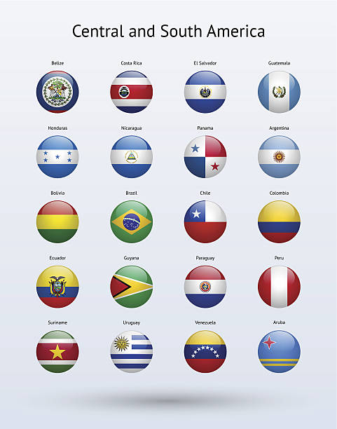 Central and South America Round Flags Collection The illustration was completed March 12, 2013 and created in Adobe Illustrator CS6. el salvador landmarks stock illustrations