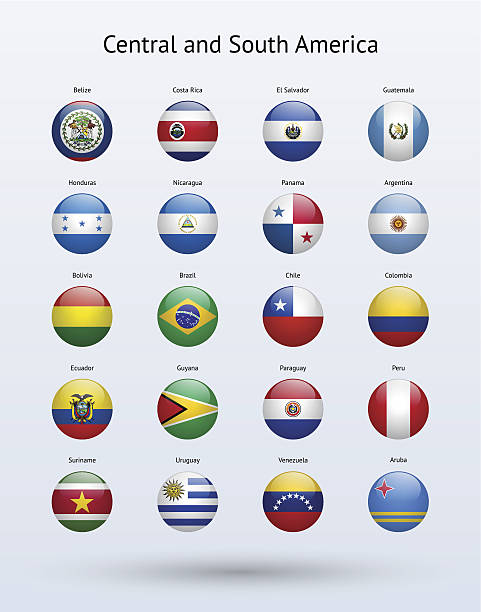 central and south america round flags collection - argentina honduras 幅插畫檔、美工圖案、卡通及圖標