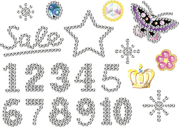 stras ozdoby numery - costume jewelry stock illustrations