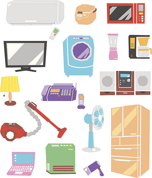 전기 제품 - computer equipment pc fax machine appliance stock illustrations