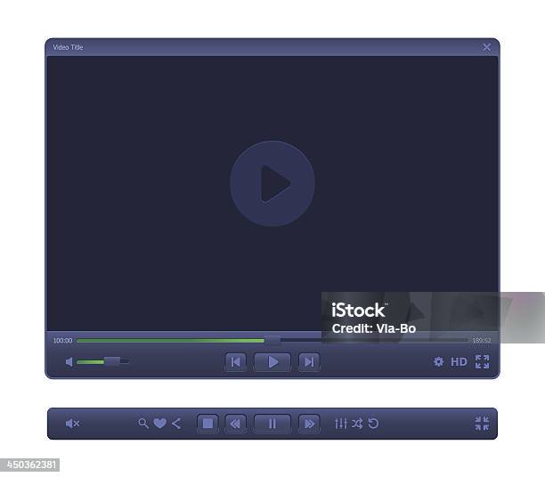 Elegantwebvideoplayeresboço - Arte vetorial de stock e mais imagens de Videogravador - Videogravador, Aplicação móvel, Ecrã de dispositivo