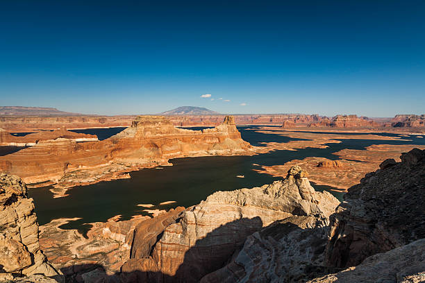 Gunsight Butte Evening light on Gunsight Butte at Lake Powell, Utah, United States gunsight butte stock pictures, royalty-free photos & images